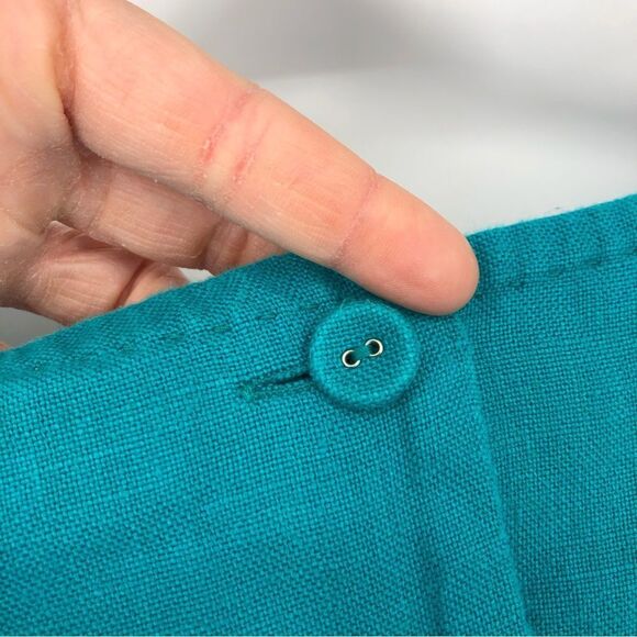 Banana Republic Dress Womens 12 Turquoise Blue 100% Linen Cap Sleeve Tier Stitch - Picture 9 of 14